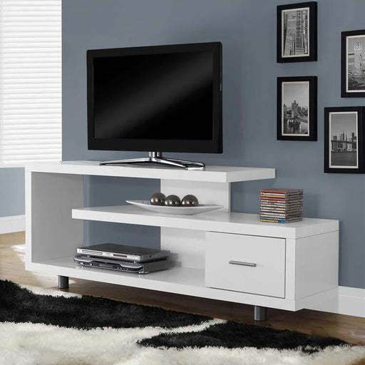 Monarch Specialties I2573 | Meuble TV - 60" - 1 Tiroir - Blanc-SONXPLUS La Sarre