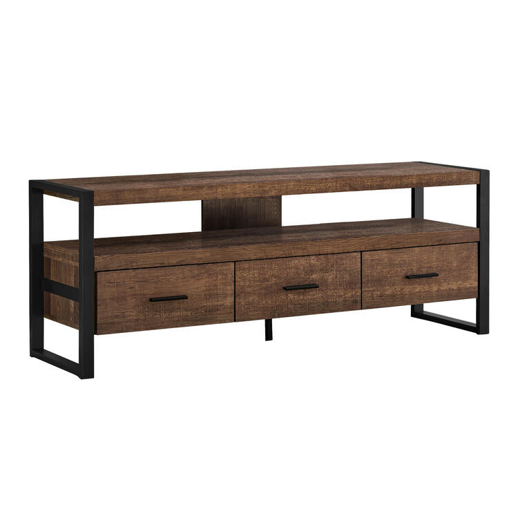 Monarch Specialties I2820 | Meuble TV - 60" - 3 Tiroirs - Brun foncé-SONXPLUS La Sarre