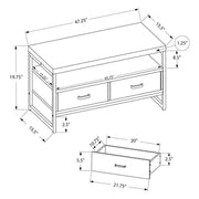 Monarch Specialties I 2871 | Meuble TV - 48" - 2 Tiroirs de rangement - Métal noir - Imitation bois Gris-La Sarre