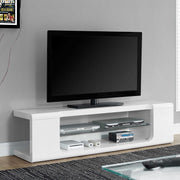 Monarch Specialties I3535 | Meuble TV - 60" - 1 Tablette en verre - Blanc-SONXPLUS La Sarre