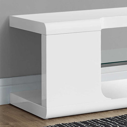 Monarch Specialties I3535 | Meuble TV - 60" - 1 Tablette en verre - Blanc-SONXPLUS La Sarre