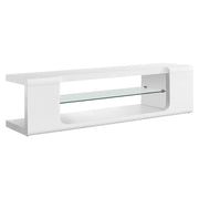 Monarch Specialties I3535 | Meuble TV - 60" - 1 Tablette en verre - Blanc-SONXPLUS La Sarre