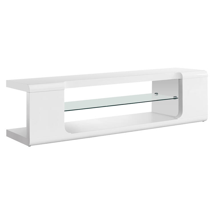 Monarch Specialties I3535 | Meuble TV - 60" - 1 Tablette en verre - Blanc-SONXPLUS La Sarre